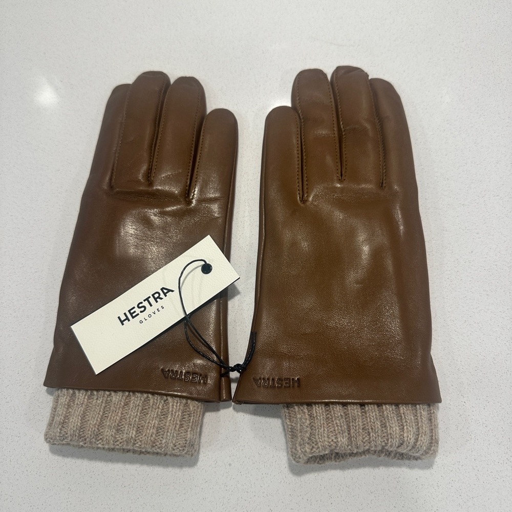 Brand New Hestra Women Megan leather glove with a knitted wool lining Size 7
